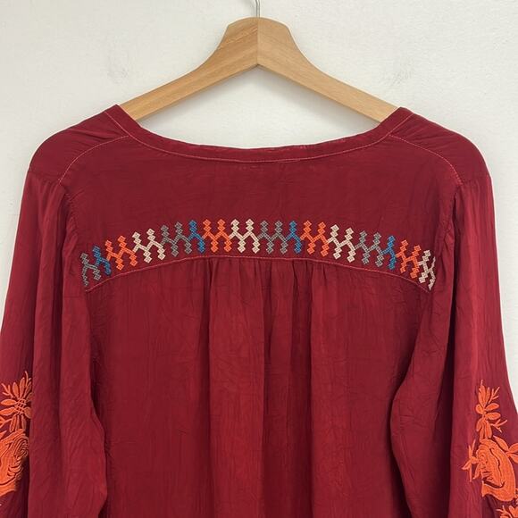 Johnny Was Floral Embroidered Colorful Lightweight Boho Bohemian Tunic Top Small - Picture 6 of 13